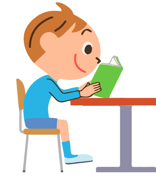 школьник читает книгу